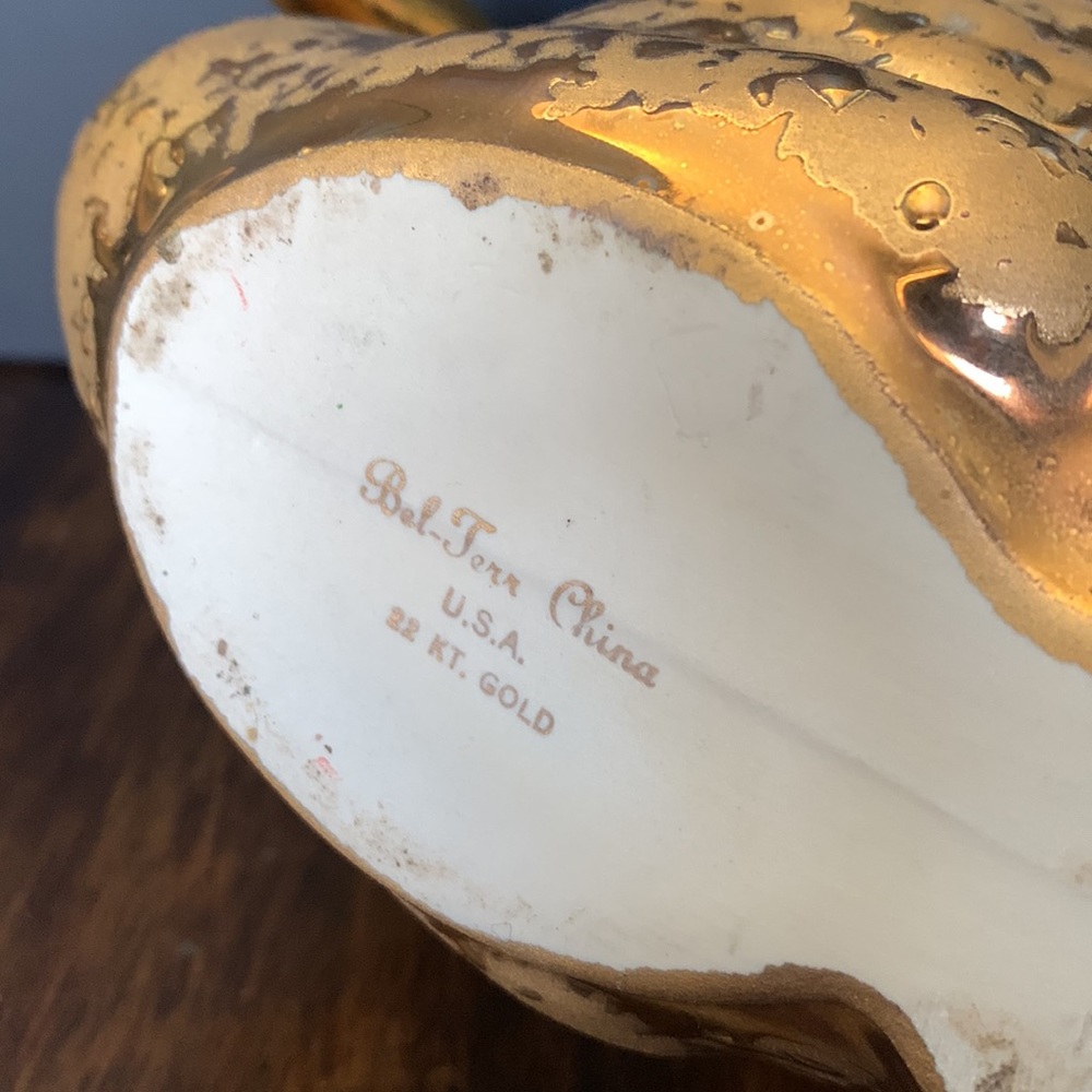 22k Gold Dip Swan Planter Pot Dish Centerpiece by Bel-Terr China EUC - Picture 5 of 9